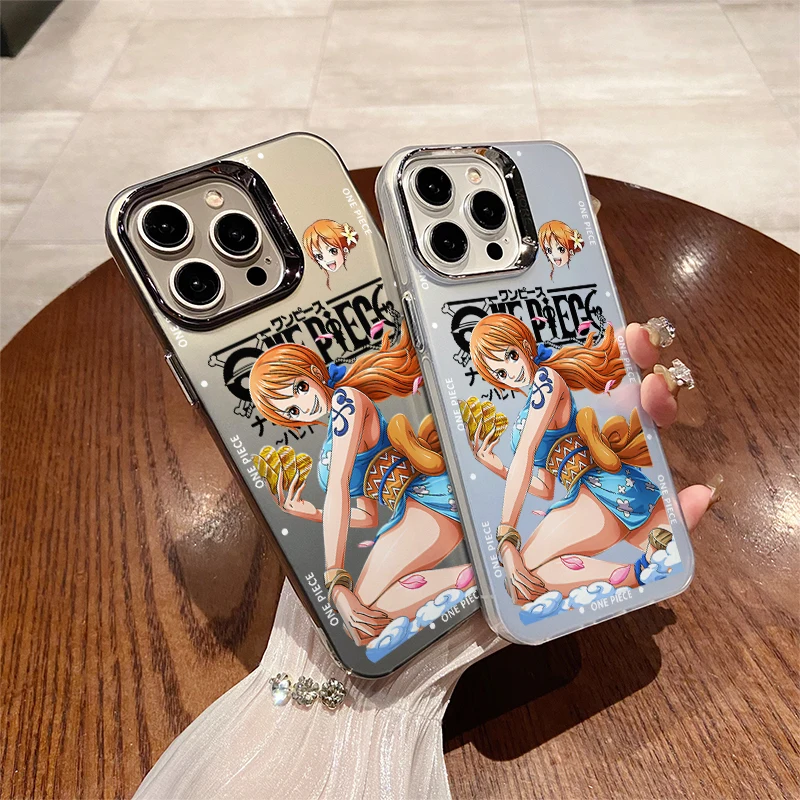 

New One Piece Luffy Zoro Nami Anime Case For iPhone 15 14 13 12 11 Pro Max XS XR X 7 8 Plus SE Bumper Protectiou Plating Cover