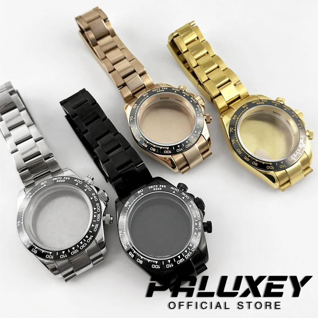 VK63 40mm Case Watch Accessories Stainless Steel Chronograph Indices Sapphire Crystal Waterproof For VK63 VK63A Quartz Movement