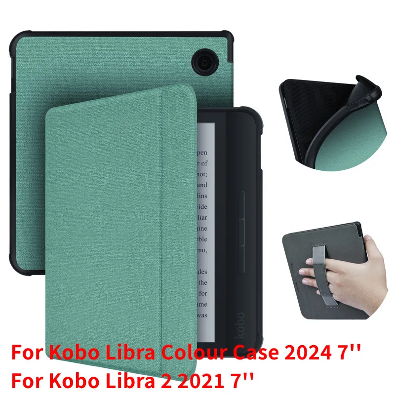 

Тонкий магнитный чехол для Kobo Libra Color 2024, 7 дюймов, чехол для электронной книги с мягкой задней крышкой из ТПУ для Kobo Libra2 2021, умная обложка с ремешком на руку