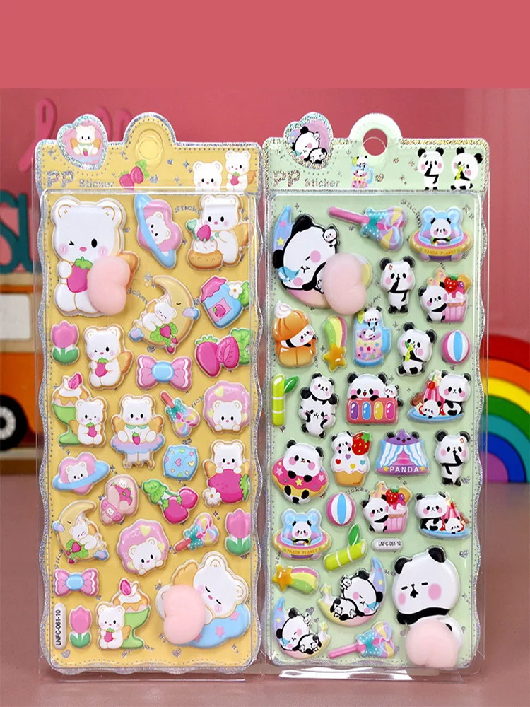 1 ورقة ثلاثية الأبعاد لطيف الحيوان بعقب ملصقات ، الإجهاد الإغاثة منتفخ اسفنجي ملصق DIY بها بنفسك سجل القصاصات الغيتار جراب هاتف محمول مائي