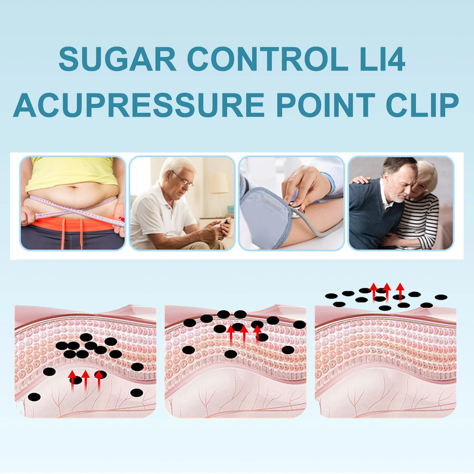 Sugar Control Acupressure Point Clip for Diabetic Treatment Blood Glucose Relief Balance Relaxation Tension Anxiety Health Care