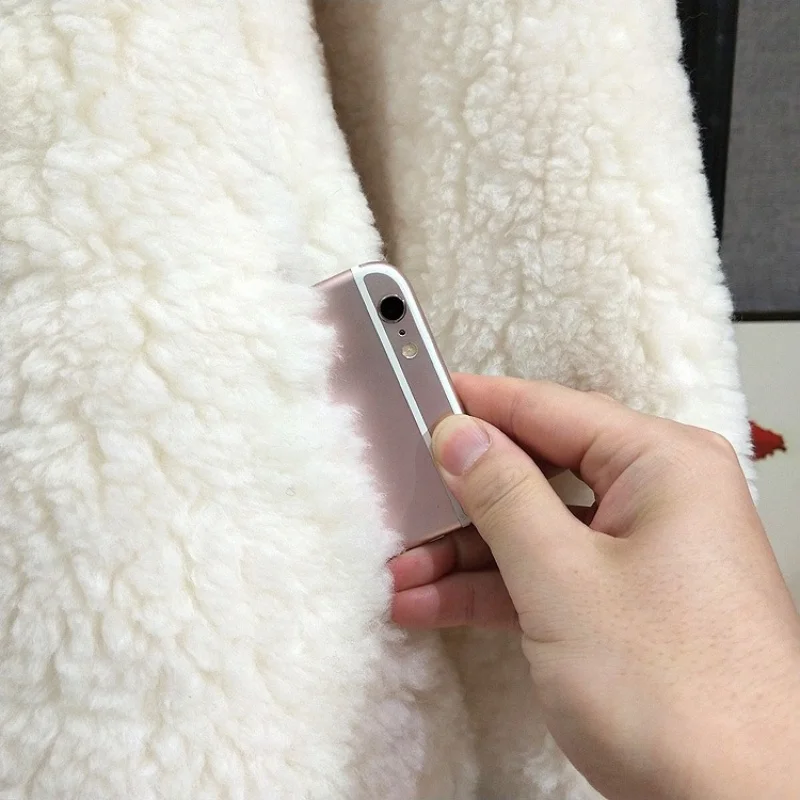 2025 Autumn/Winter New Casual Loose Round Neck Lamb Fur Coat Pure Wool Fur Warm Women Jacket JT509