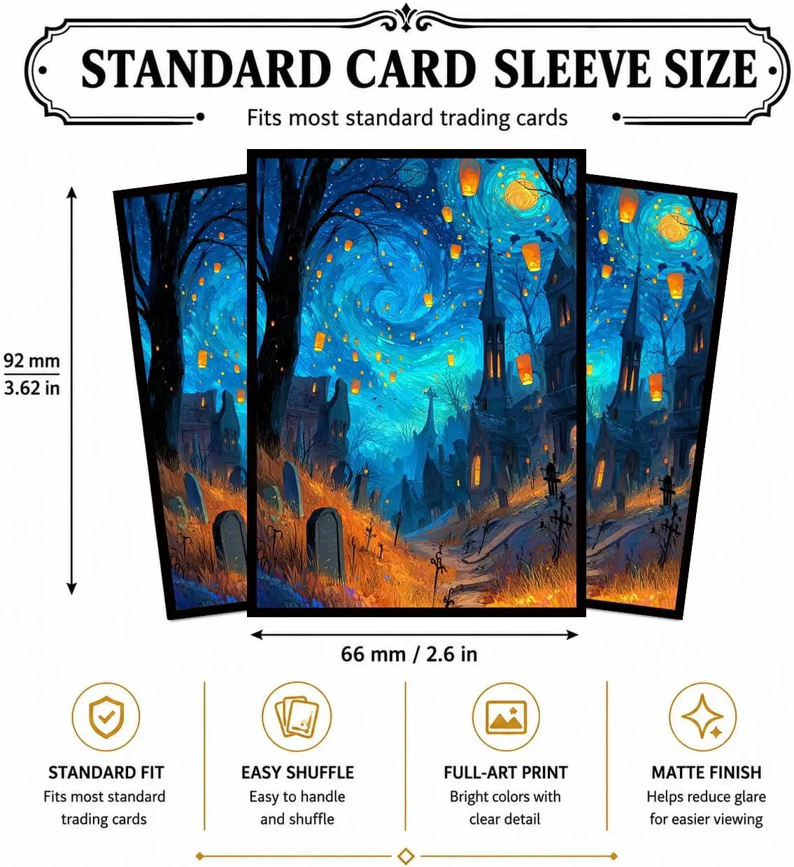 MTG Card Sleeves Matte -100 PCS Trading Card Game, Size 2.6 x 3.6 in, Suitable for All TCG Card Games Protective (Starlit Path)