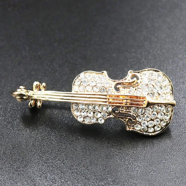 Brooches Pins Punk Personality Brooches Crystal Rhinestone Pin Jewelry Accessories Brooch Fashion Women Violin