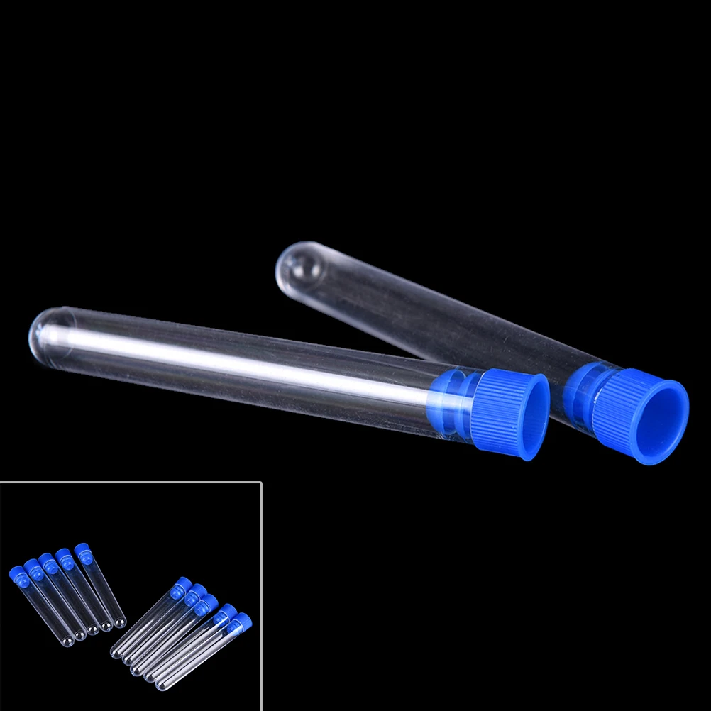 10pcs 15x100mm Clear Plastic Test Tubes Hard Plastic Test Tube With Wing Plug
