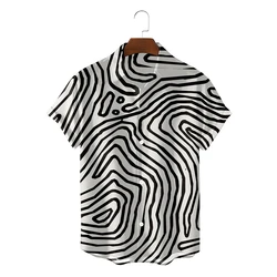 Hawaii Shirts Stripe Leopard Print Mens Short Sleeve Blouse Holiday Party Tops Oversized Shirt For Men Clothing Harajuku Camisa