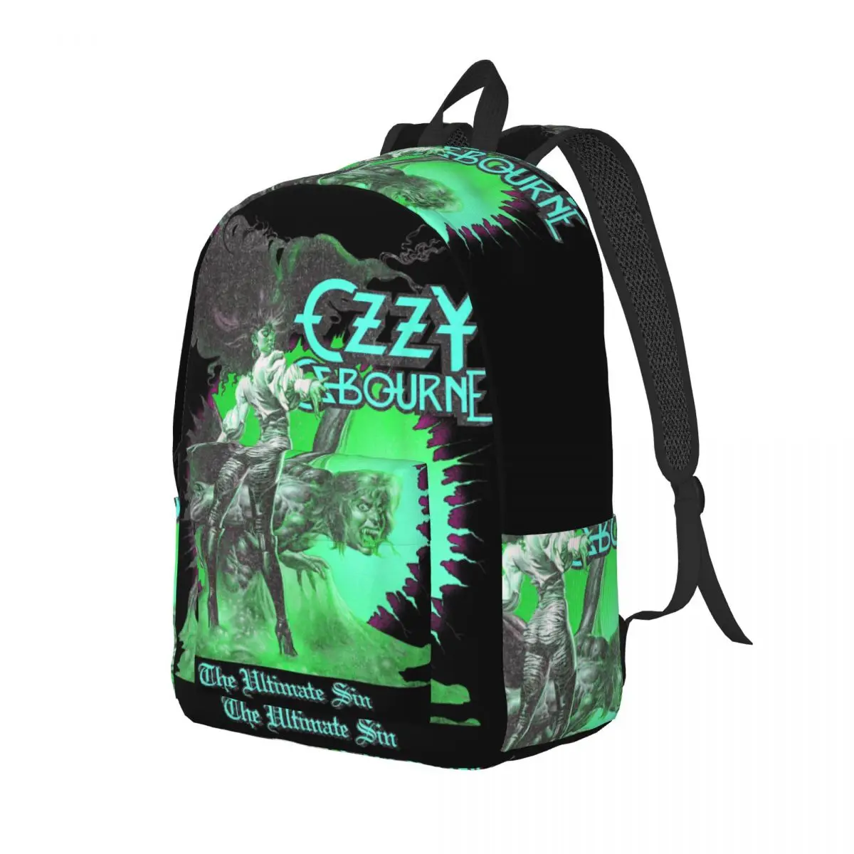 ヘビーメタルロックオジー・オズボーン究極サンバーストネオン V2 バックパックユースビッグバックパック高校バッグトレッキングリュックサック