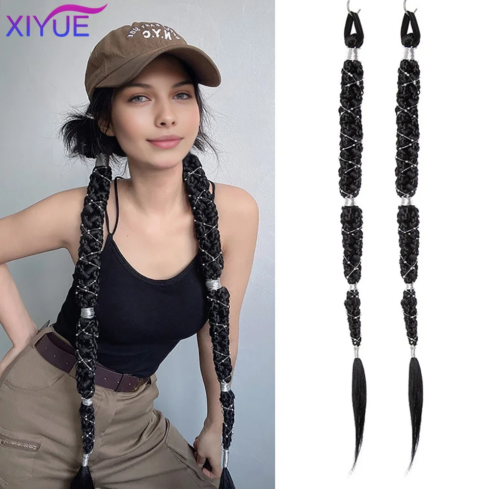 

XIYUE Wig ponytail female net red twisted braid sweet cool spicy girl boxing braid hair loop style double long braid