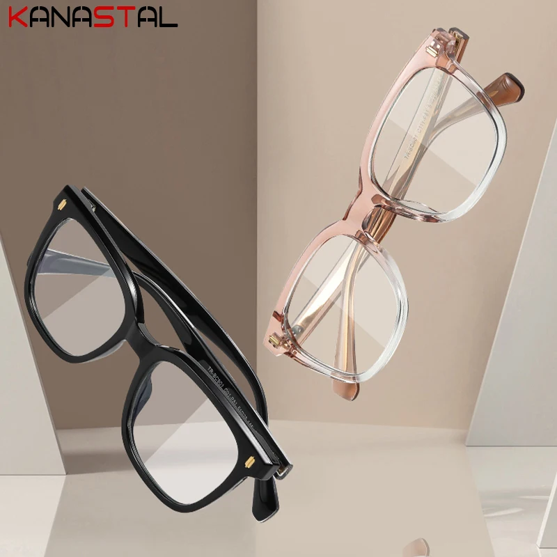 Women Men TR90 Plate Polygon Eyeglasses Frame Optical Blue Light Blocking Lenses Eyewear Prescription Presbyopic Myopia Glasses