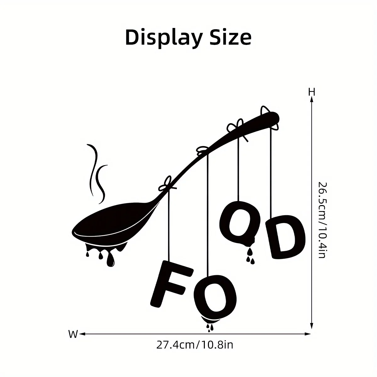 Černá lžíce návod anglický 'food'  umění zeď nálepky odnímatelný pro ložnice žití pokoj kuchyň dekorace zeď obtisky