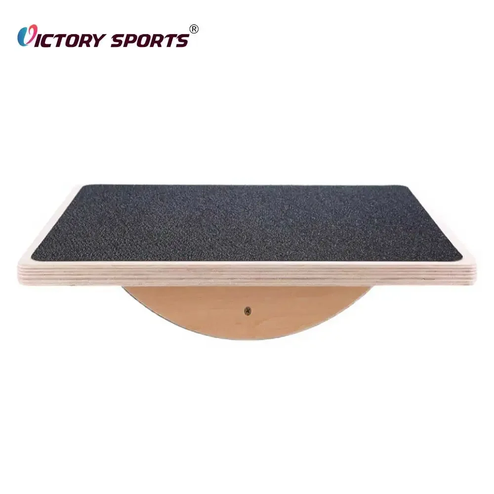 Professional Anti Slip Core Strength Training Wobble Rocker Board Wood Balancing Board for Standing Desk