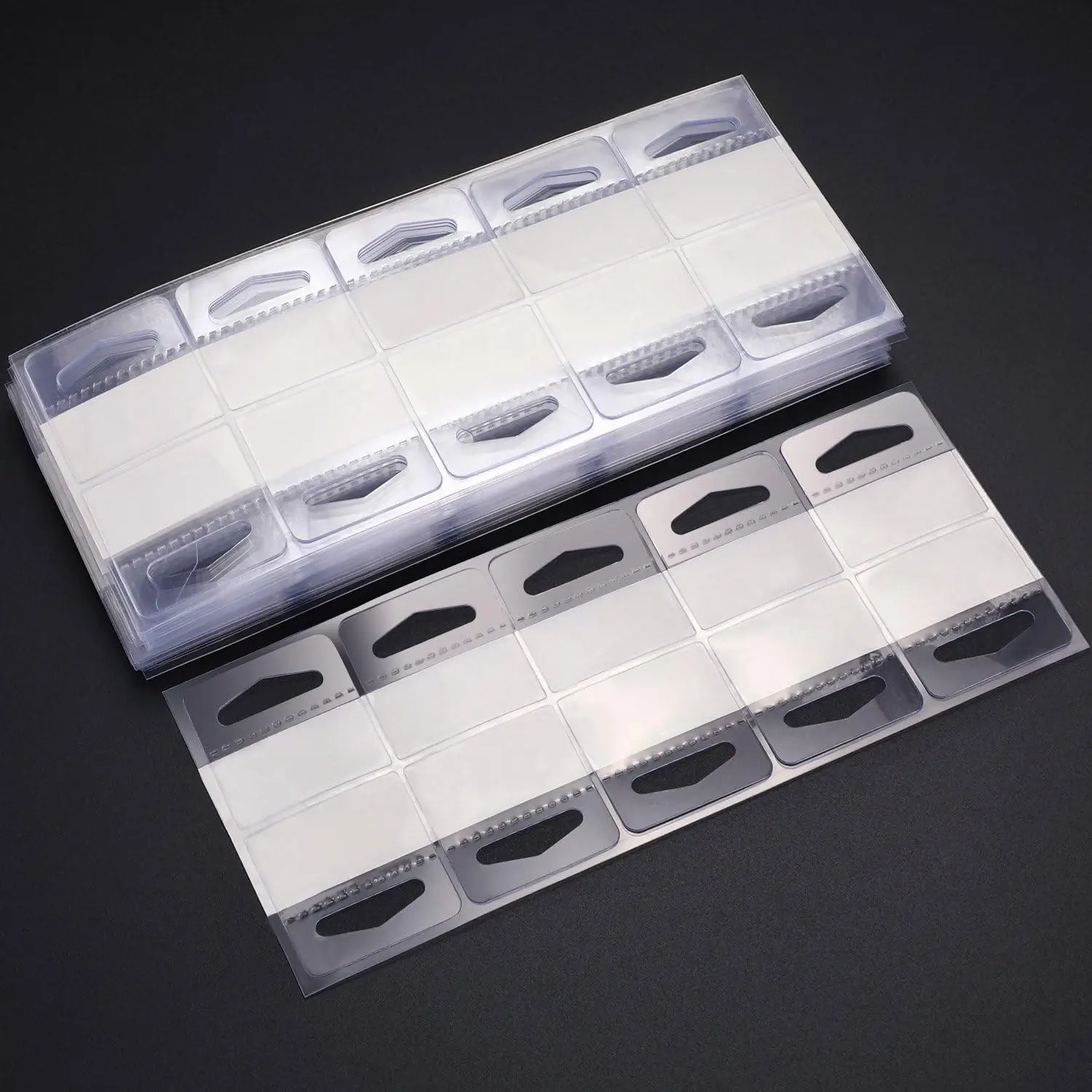 

300 Clear Plastic Hanging Tags 1.5x1.5 Inch with Slot Hole for Retail Display and Folding