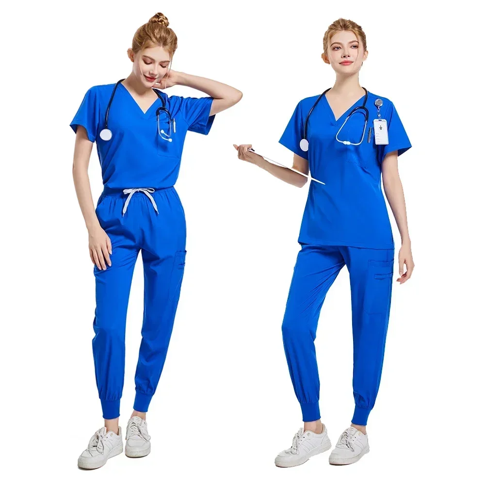 Chirurgische uniformen Vrouw scrubset Medische verpleegster Schoonheidssalon Werkkleding Klinische scrubs Top + broek Spa Arts Verpleging Tuniekpak