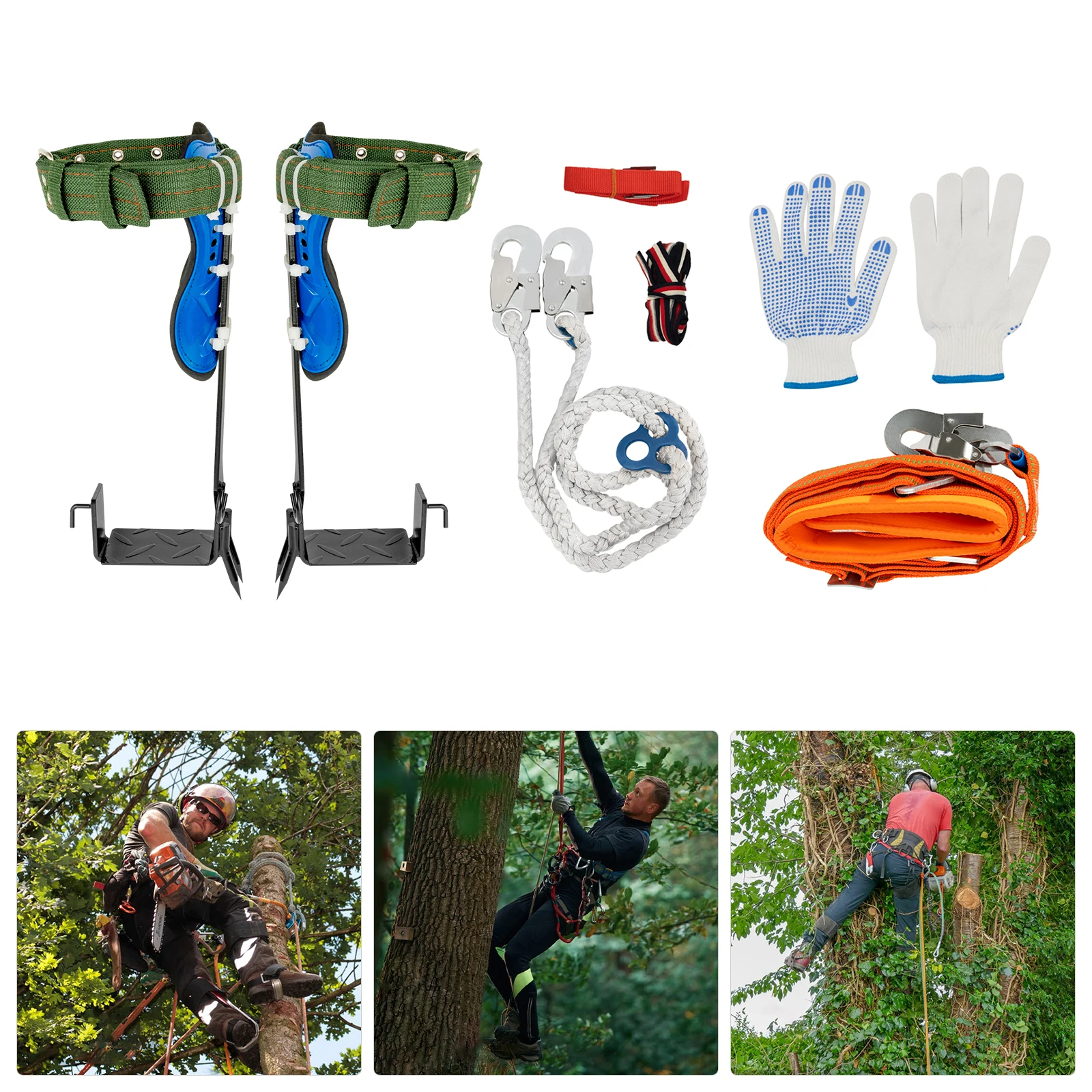 Tree Climbing Tools with Safety Belt Rope Strong Load Capacity for Tree Climbing High-Altitude Logging Fruit Picking