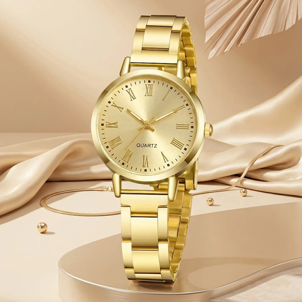 5Pcs/Set Unisex Jewelry Watches Women's Wristwatch Accessories Gold Simple Fashion Trendy Business Elegant Trendy Classic Exquisite Retro Light Luxury Luxury Bracelet Watch Set Y2K Suitable for Travel, Vacation, Parties, Daily Outfits, Perfect for Holidays, Birthdays, Holiday Gifts view 2