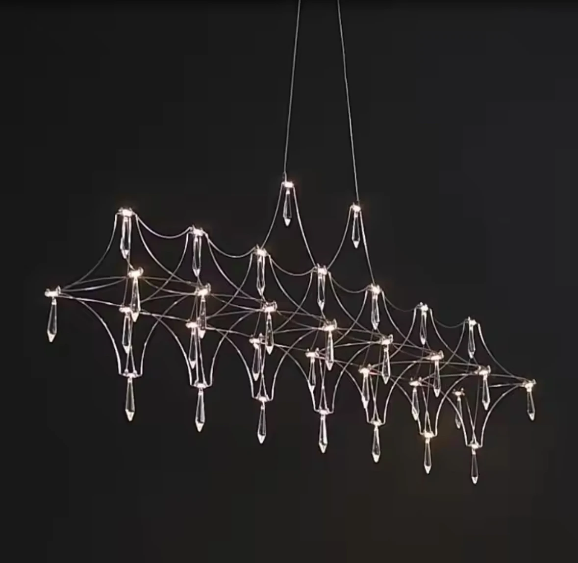 Restaurant Strip Chandelier Postmodern Light Luxury Lobby Front Desk Lamp Designer Minimalist Bar Dining Table Crystal LED Lamp
