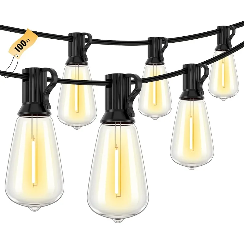 

ST38100FT LED Outdoor String Lights 2700K LED Patio Lights Outdoor Waterproof with Shatterproof Vintage Plug in Hanging Light