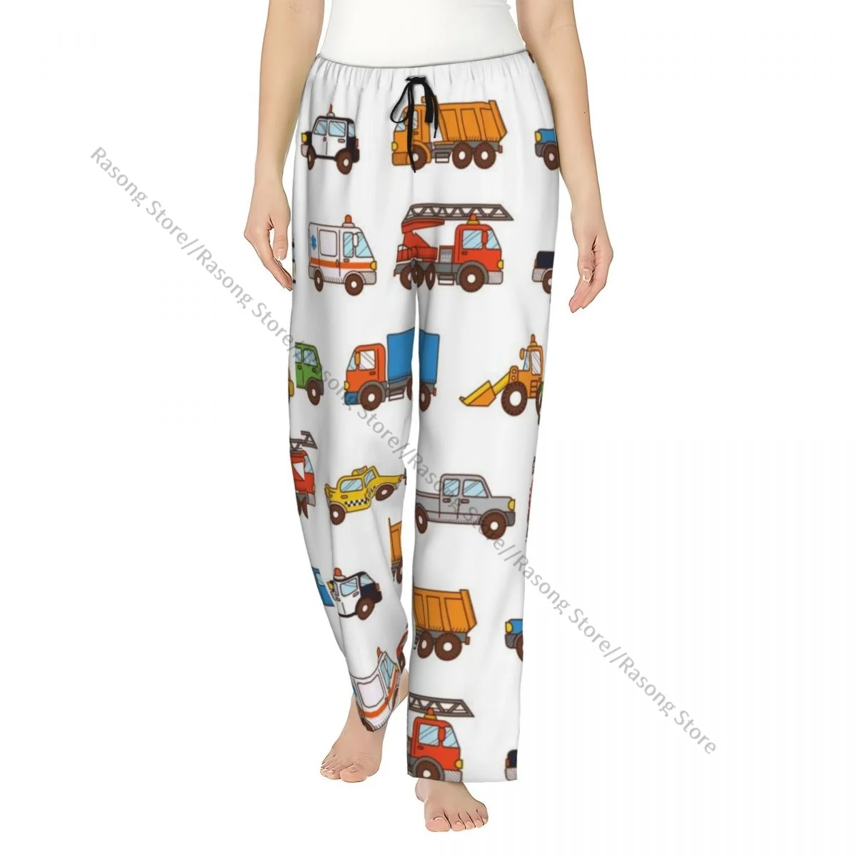 

Cartoon Cars Flannel Pajama Pants for Women Soft Warm Sleep Pants with Elastic Waistband