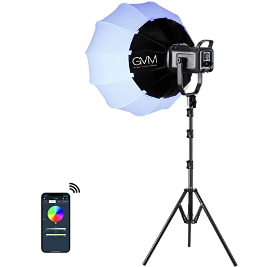 

【New model】GVM 150W RGB Video Light Kit 2700K~7500K Bi-Color LED Video Light Photography Studio Lighting Kit with Lantern Softb