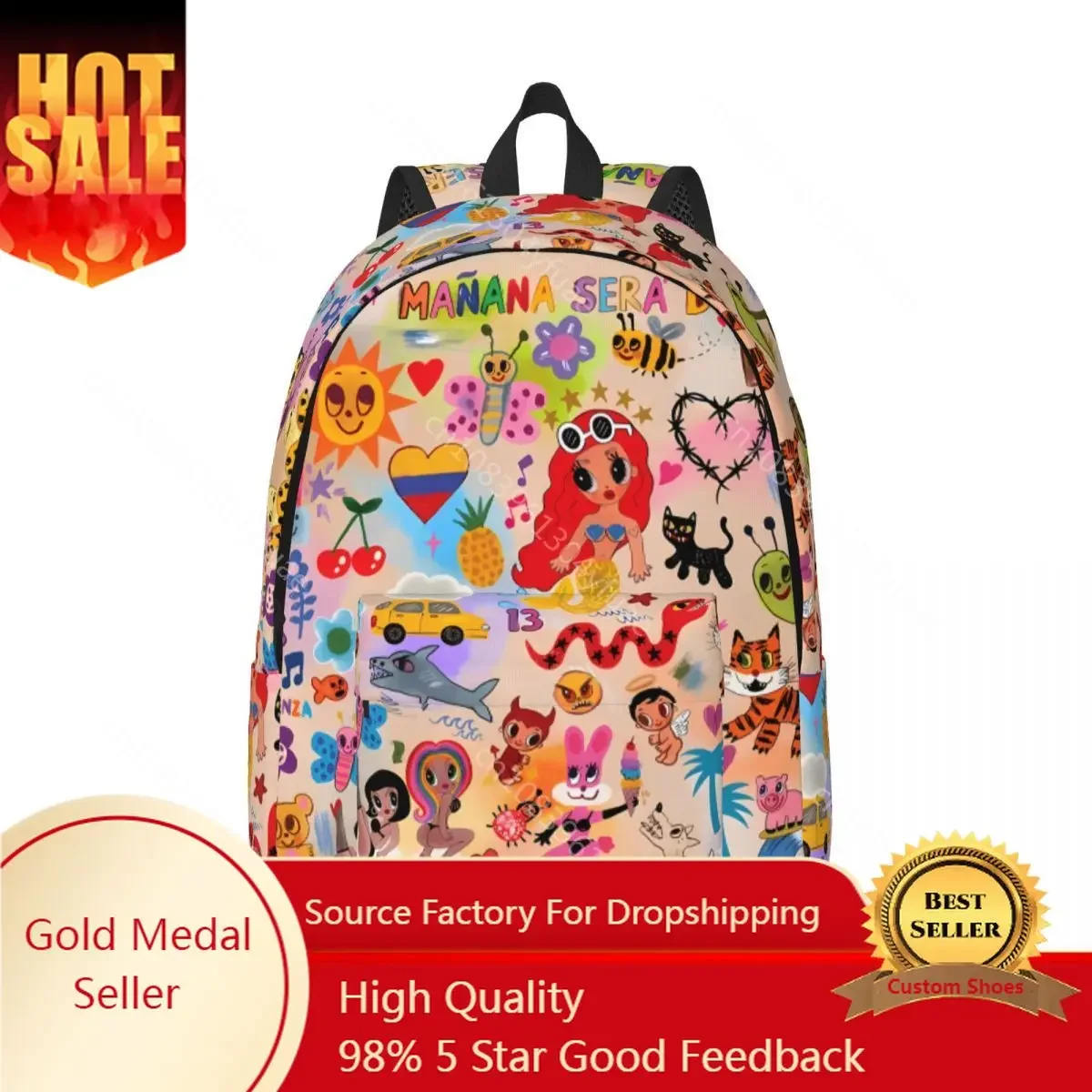 

Karol G Manana Backpack Boy Sera BonitoI 3D Soft Backpacks Polyester Fun School Bags Travel Design Rucksack Christmas Gift