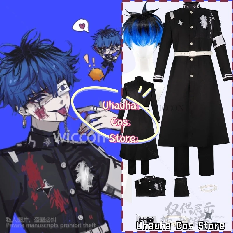 

Anime Hundred Game Line Cosplay Omokage Yugamu Long Black Coat Gothic Costume Punk Jirai Kei DK Uniform платье Halloween Cos