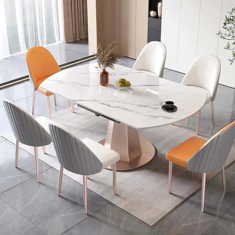 

Rotating Dining Table Modern Simpleand Light Luxury Household Items Retracted Circular Shape Mesas De Comedor Home Furniture
