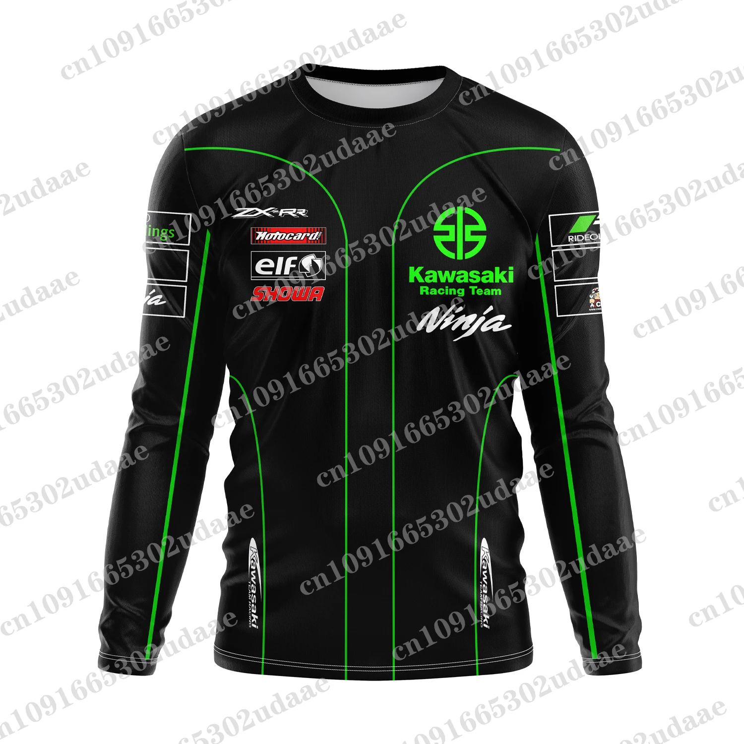 Camiseta de manga comprida respirável e seca, adequado para trabalhadores de impressão 3D, Kawasaki Motorcycle Racing Team, Novo, 2024