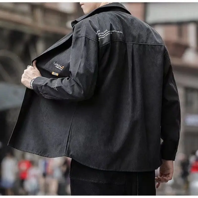 New Autumn Fashion Brand Black Casual Shirt Spring and Autumn Handsome Jacket Long Sleeve Work Jacket for Boys