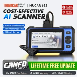 MUCAR 682 Professional Car Diagnostic Tool CANFD Bidirectional ECU Coding 20 Resets Full System Lifetime Free Obd2 Scanner