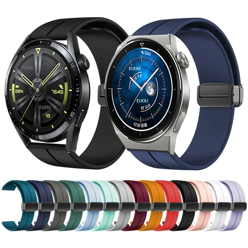 Cinturino con chiusura pieghevole magnetica per HUAWEI Watch 3 Pro nuovo/GT 3 SE 2 46mm 43mm 42mm cinturino in silicone per HUAWEI GT Runner/2E cinturino