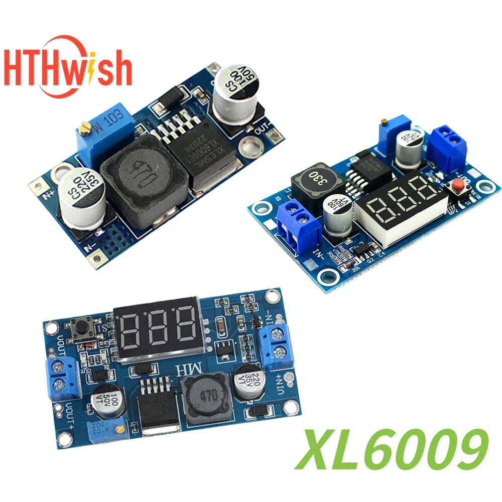 디지털 전압 디스플레이가 있는 XL6009 부스트 모듈, 4A DC to DC 컨버터 부스트 전원 공급 장치 모듈, 5-40V, 5-35V 출력 조절 가능