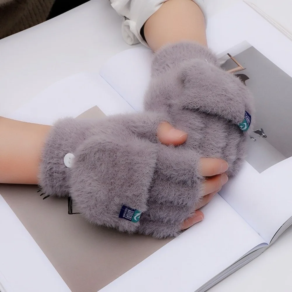 Nouveaux gants chauds tricotés pour écran tactile, en peluche, pour écran tactile, à rabat, unisexe