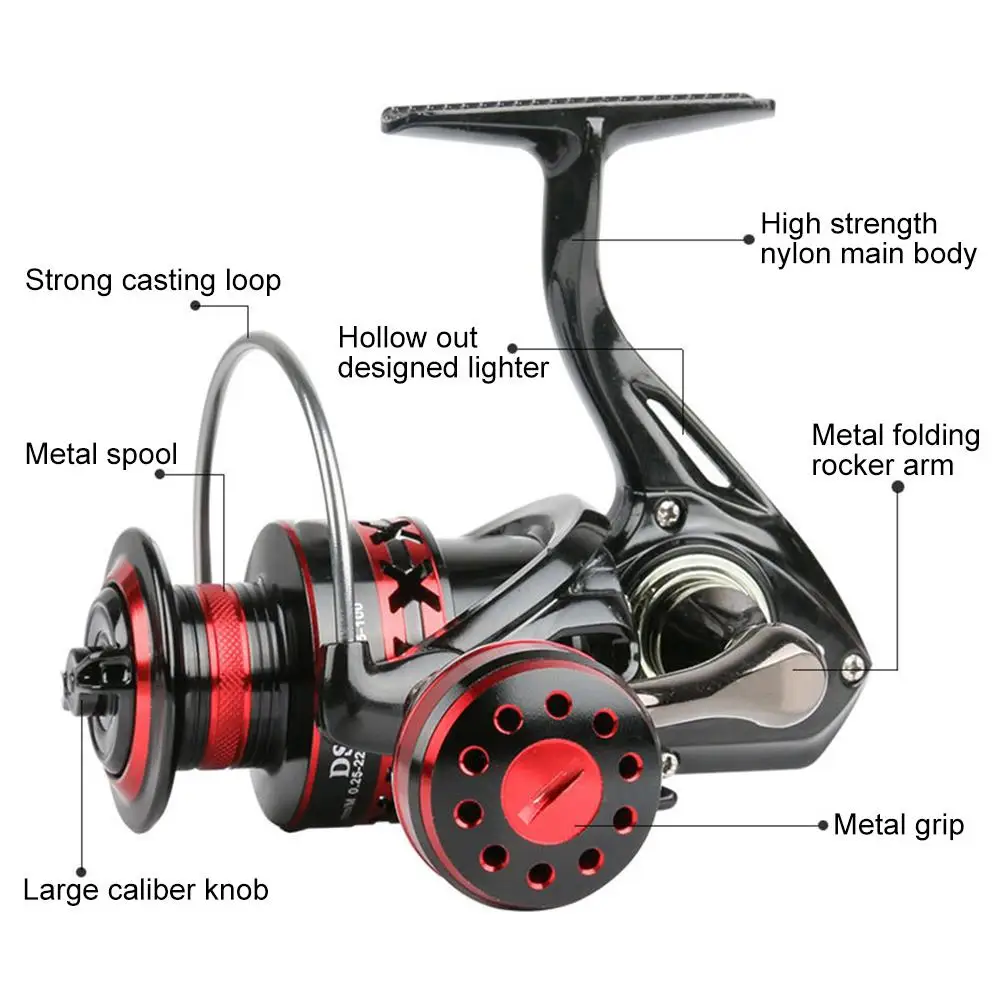 DEUKIO All-Metal High-Speed Spinning Fishing Reel 5.0:1, DS2000-DS4000, Perfect for Sea Fishing