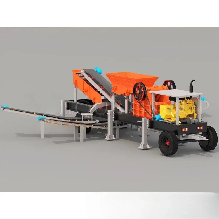 Small Mobile Stone Diesel Engine Pe400x600 Pe250x400 Portable Jaw Crusher Machine With Vibrating Screen For Stone Crusher Line