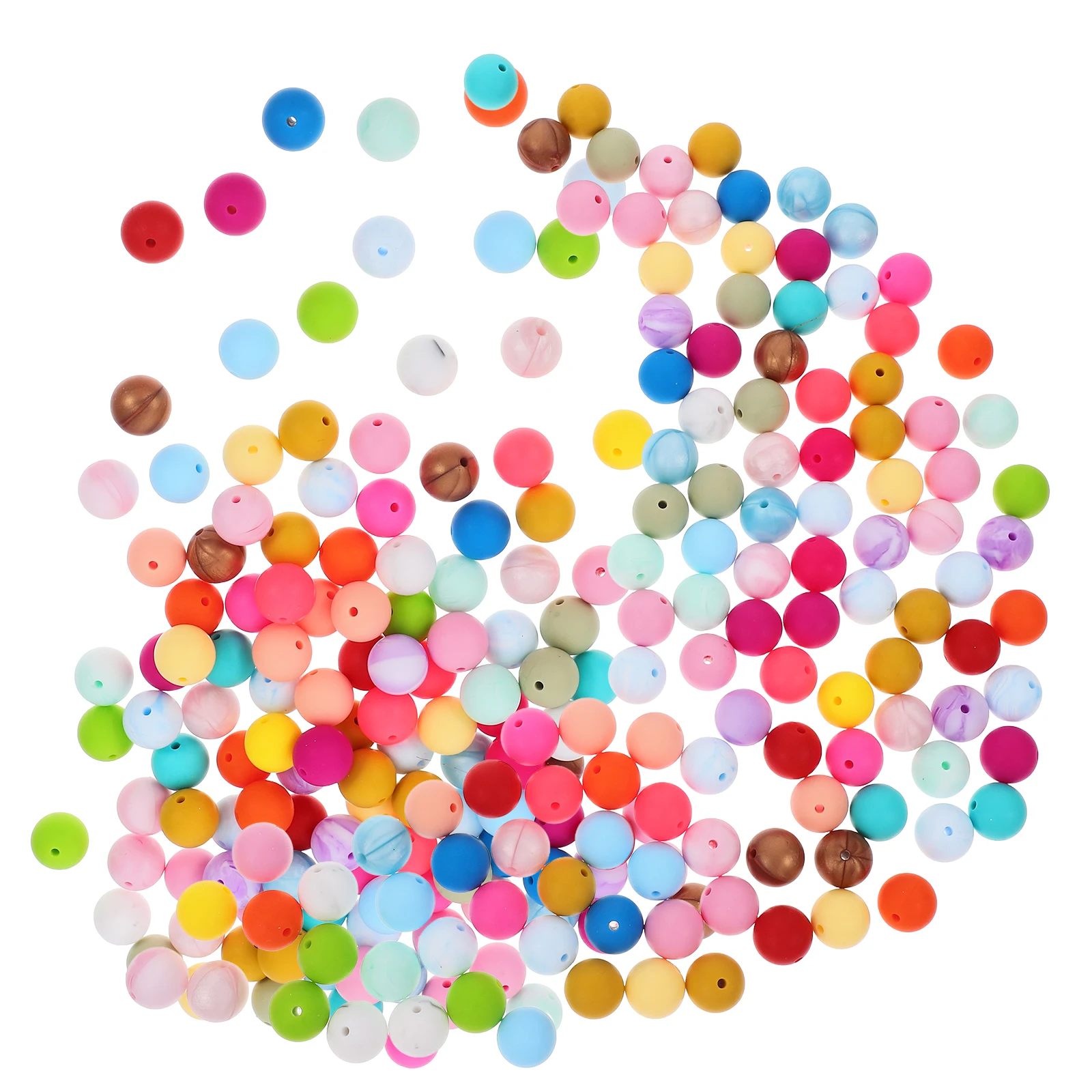 

120 Pcs 15mm Candy Color Silicone Beads Jewelry Supplies for Bracelets Keychains Crafting Loose Bead Mix Handmade