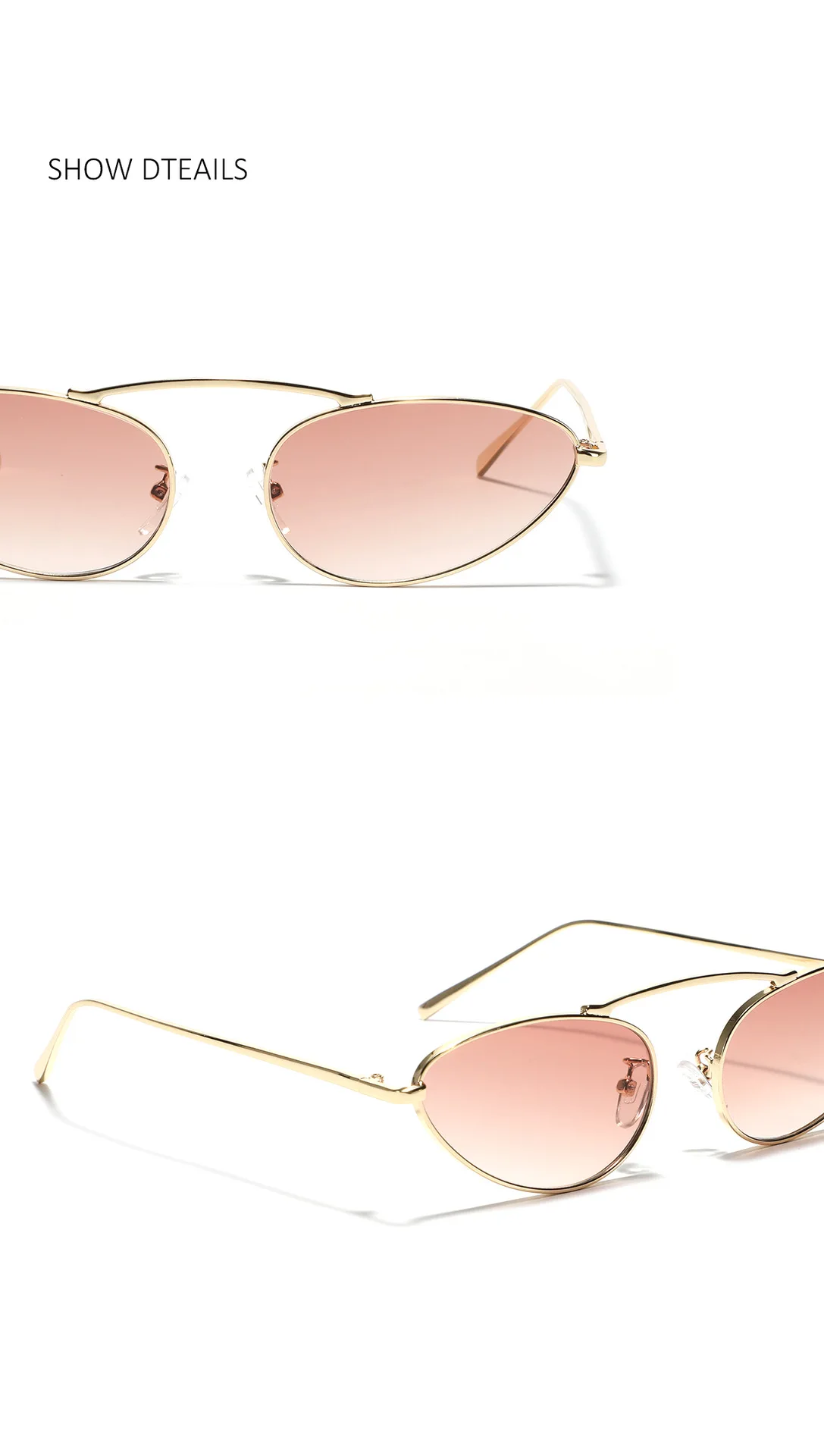 Luxusmarke Cat Eye Sonnenbrille Damen 2025, modisch, einzigartig, klein, oval, Sonnenbrille, trendiger Metallrahmen, coole Dreiecksbrille, UV400 – Detail 4