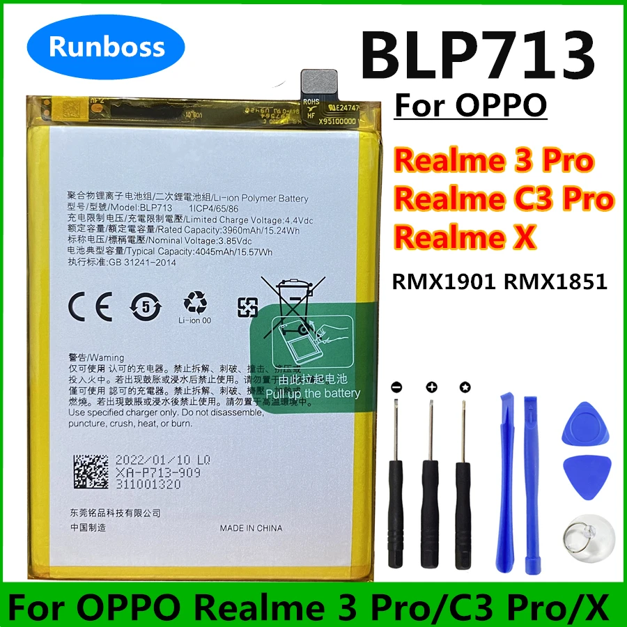 New Original BLP713 4045mAh for OPPO Realme 3 Pro / C3 Pro / Realme X RMX1901 RMX1851 Cell Phone Battery