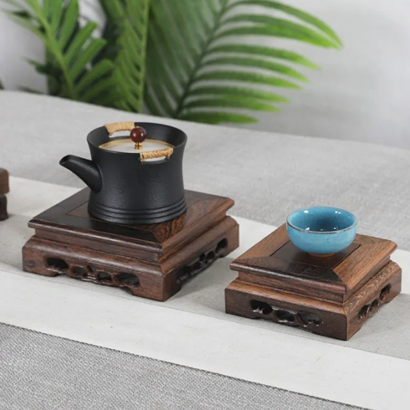 Solid Wood Table Shape Stand For Incense Burner Zen Buddha Statue Base Tea Set Flower Pot Plant Shelves Home Decor Stand Display