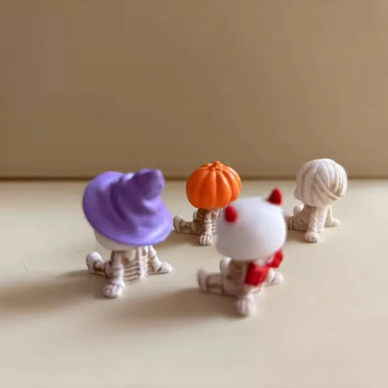 4Pcs Halloween Figurines Miniature landscape Set Spooky Resin Decor with Pumpkins Ghosts Skulls for Party Home Garden Decoration