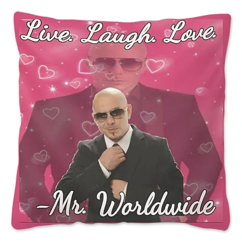 Mr 305 Pitbull Worldwide Hippie Pillow Case Home Decorative Resuable Cushion Cover for Sofa Livingroom Polyester Pillow Cover