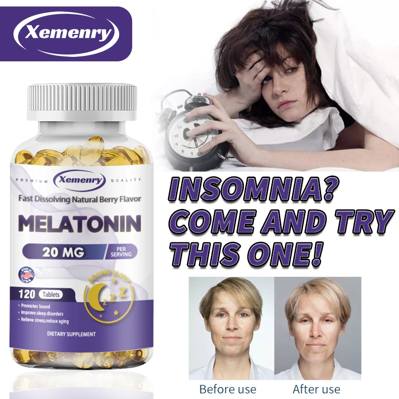 

Melatonin 20mg, Effective Decomposition, Natural Formula, No Habit, Deep Sleep, Permanent Sleep, Natural Sleep