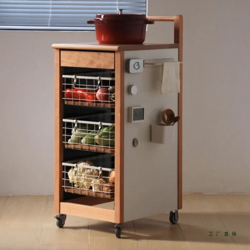 Living room trolley, medieval solid wood bus side few, movable home kitchen rack