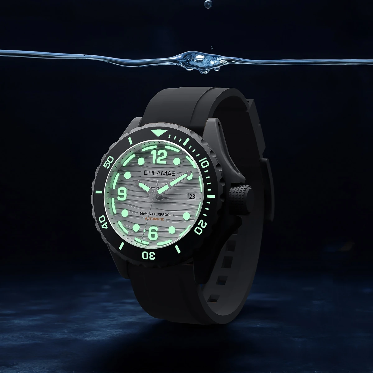 DREAMAS Men's business mechanical watch Diving Watch 500meters waterproof Japanese movement D0382G5