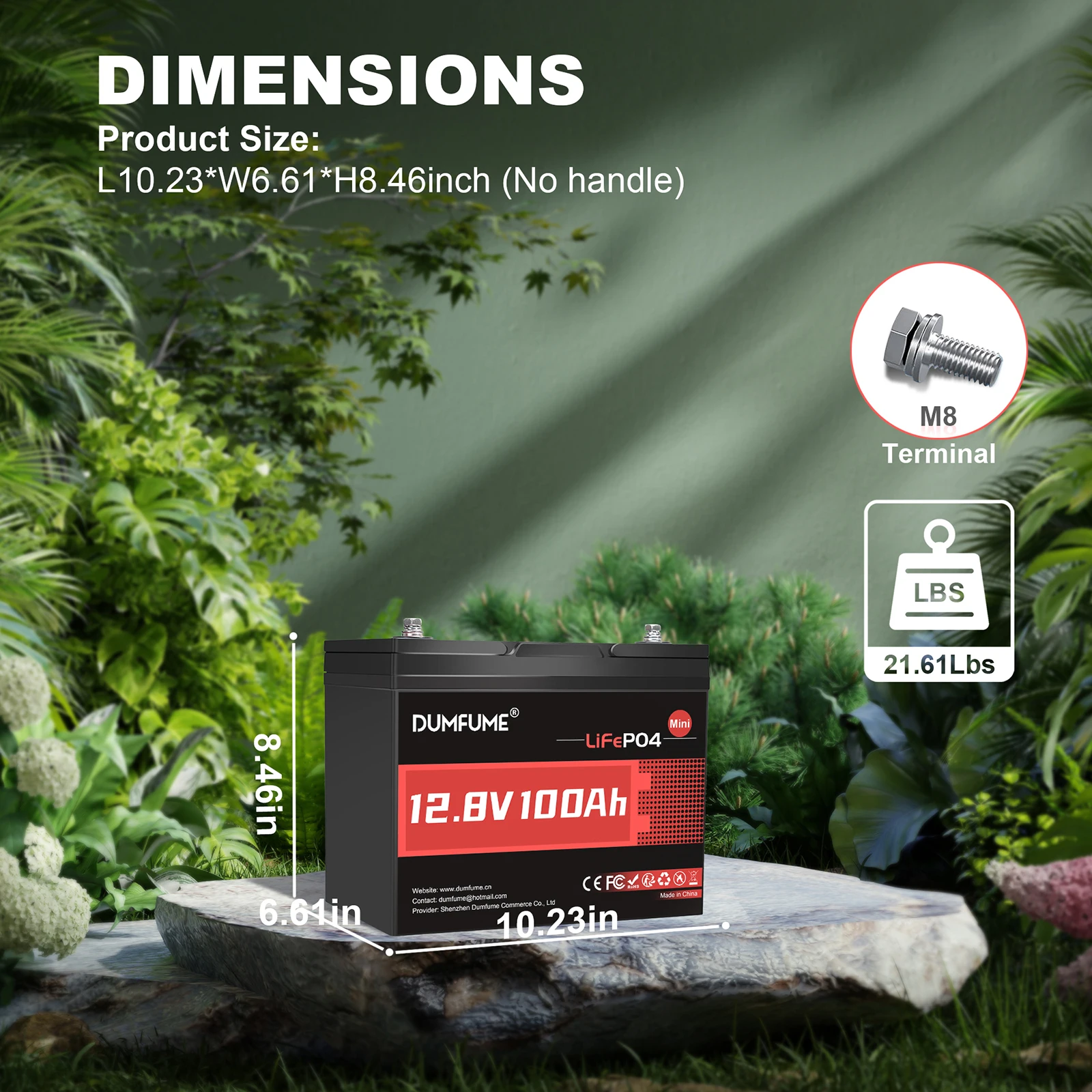 Dumfume 2 عبوات 12 فولت 100 أمبير بطارية LiFePO4 صغيرة مدمجة 100 أمبير BMS بطاريات ليثيوم مثالية لتخزين الطاقة المنزلية الشمسية خارج الشبكة #2