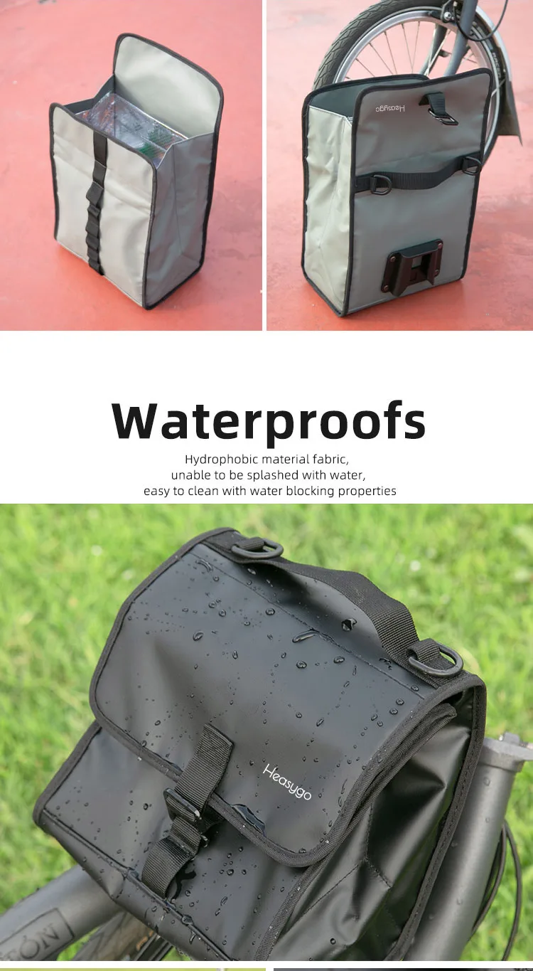 Heasygo 2505 Fahrrad-Lenkertasche mit Schnellverschluss für Brompton Vorderrohrkorb, Isoliertasche, Rahmenmontage mit Schweinenasenverschluss – Detail 11