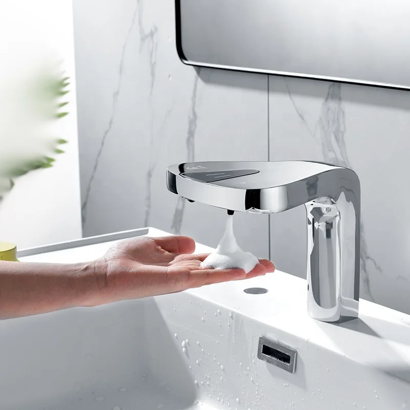 High-tech all-in-one soap dispenser with low-liquid prompt and energy-saving automatic basin sensor faucet