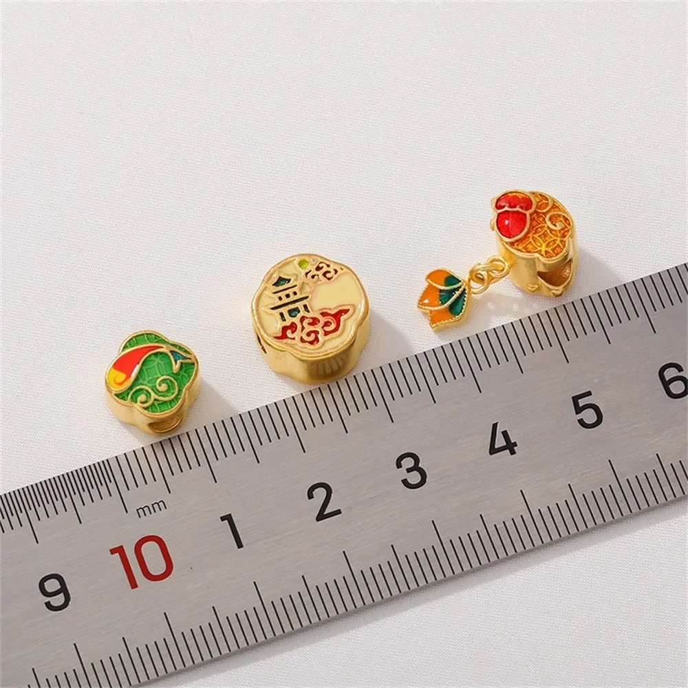 

Sand Gold Jade Rabbit Koi Large Hole Bead Diy Handmade Beaded Bracelet Dragon Boat Festival Accessories Red Rope Woven Material