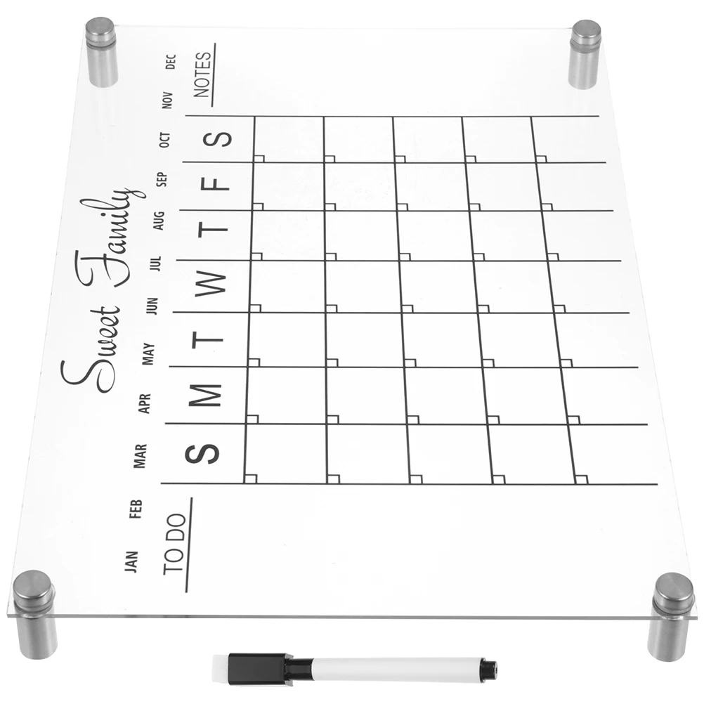 

Acrylic Dry Erase Board Transparent Writing Board White Desktop Fridge Calendar Planner Monthly Sign Desk Note