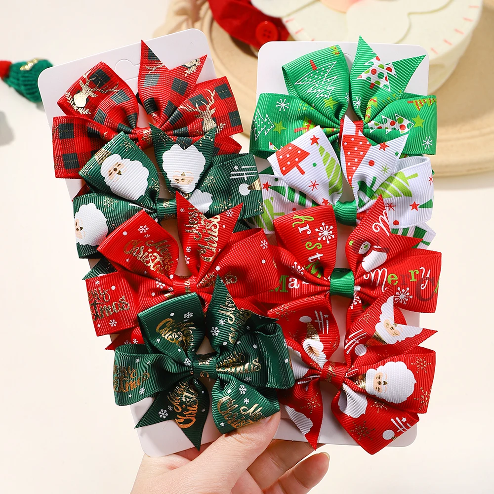 4 Stück Mädchen Weihnachten Halloween Kinder Baby Bögen Haars pangen für Kinder handgemachte Neujahr Dekoration Haarschmuck Geschenke