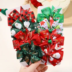 4Pcs Girls Christmas Halloween Kids Baby Bows Hair Clips for Children Handmade New Year Decoration Hair Accessories Gifts